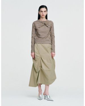 KIMZISU Twisted Check High-neck Top - Natural