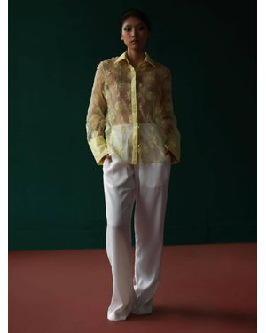 Shriya Khanna Lime Organza Bloom Shirt - Green