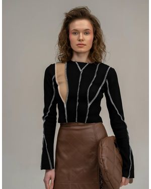 7/11 Seven Eleven Inside Out Black Cotton Top - Brown