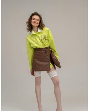7/11 Seven Eleven Brown Quilted Vegan Leather Skirt