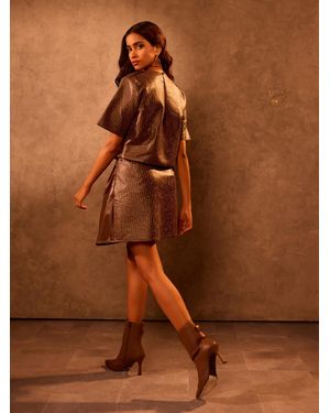 tara and i Mocha Wrap Mini Skirt - Brown