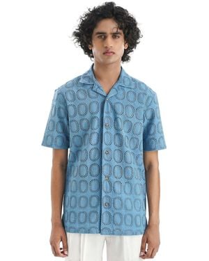 Notre Âme Melnikov Teal Blue Cotton Shirt
