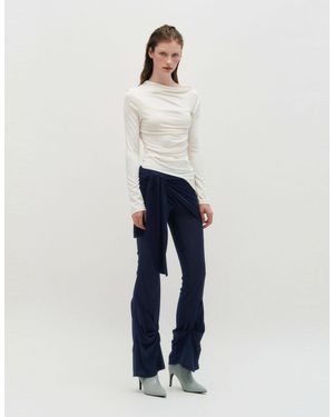 KIMZISU One Shoulder Draped Jersey Top - Blue