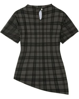 KIMZISU Plaid Smocking T-shirt - Black
