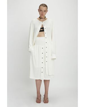YIBRI Loose Fit Jersey Long Shirt - White