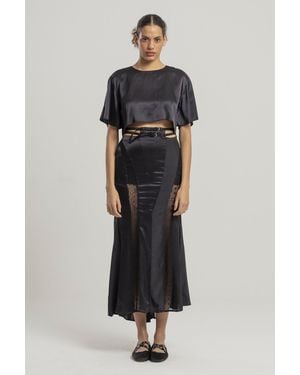 Pcfg Pure Silk Long Skirt - Jet Black - Multicolor