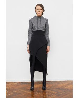Julia Allert Brand High-neck Top With Seams Soft Knit Gray - White