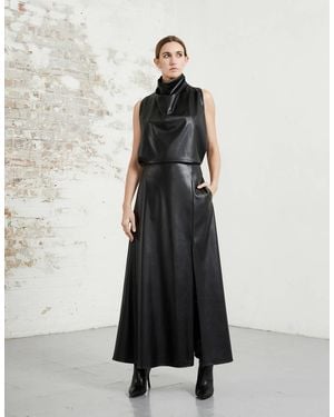 Riona Treacy Black Vegan Leather Top - Multicolor