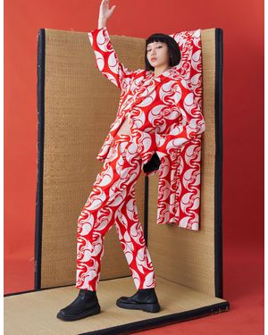 INF Japanese Print Suit Jacket - Red
