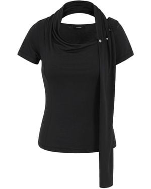 KIMZISU Cowl Neck Scarf T-shirt - Black