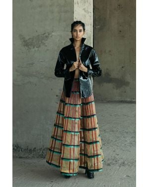 AKHL Glass Embroidered Circular Skirt - Green
