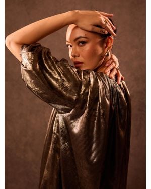tara and i Gold Bubble Dress - Brown