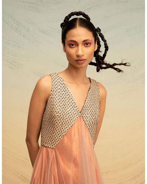 AKHL Angular Silk-raffia & Tulle Dress - Natural