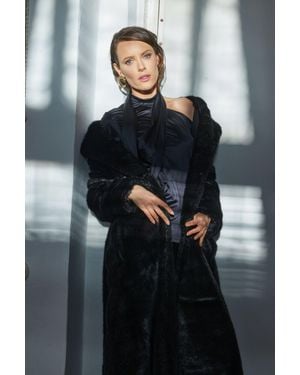 Julia Allert Brand Draped Shoulder Blouse Black - Gray