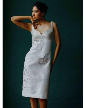 Shriya Khanna Embossed Rose Sweetheart Dress - Green