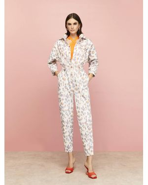 Nocturne Leopard Print Denim Jumpsuit - Multicolor