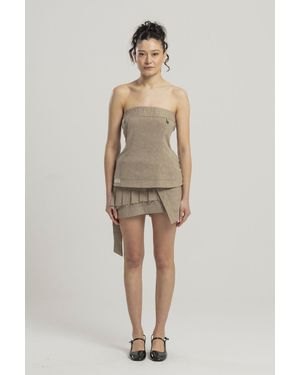 Pcfg Linen Blend Strap Top - Moon Rock - Natural