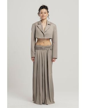 Pcfg Linen Blend Shiny Woven Skirt - Moon Rock - Multicolor