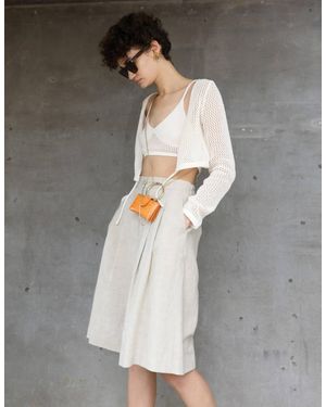 FREAKSBYKIMTAEHOON Linen Back-waist Bermuda Pants - Gray