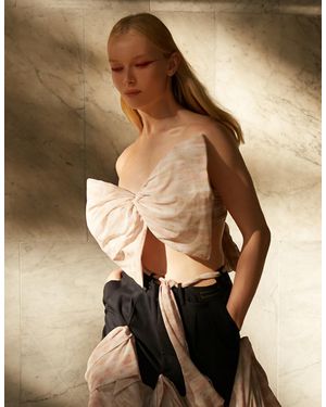 Miro Misljen Pink Bow Top - Natural