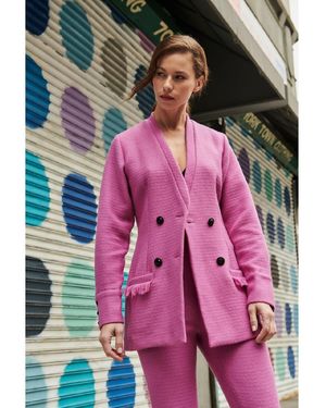 ADIBA Fleur Purple Tweed Blazer - Pink