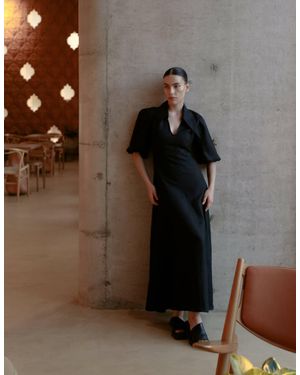 Maet Studio Amari Black Linen Dress - Brown
