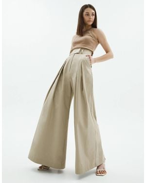IPANTS Beige Pleated Palazzo - White