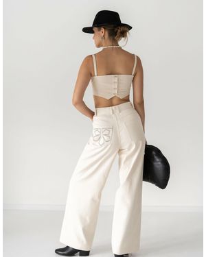 7/11 Seven Eleven Beige Wide-leg Jeans - Natural