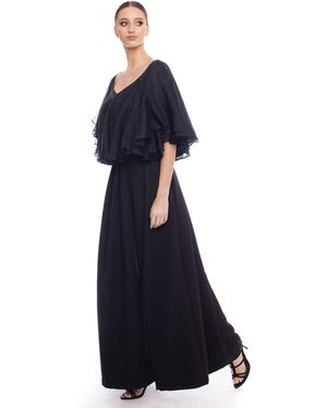 Olena Dats' 2047 Black Organza Top - Blue