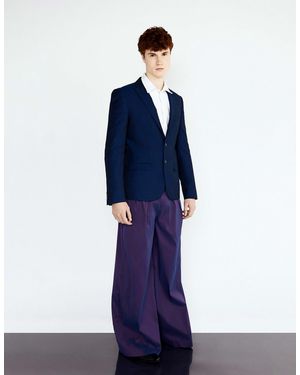 Vidi Blak Purple Blue Single-breasted Blazer