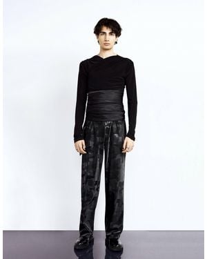 Vidi Blak Black Camouflage Vegan Leather Pants - White