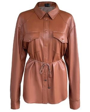 Amanda Maria Vegan Leather Shacket - Brown
