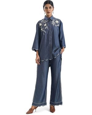 Notre Âme Le Petoncle Embroidered Co-ords - Blue
