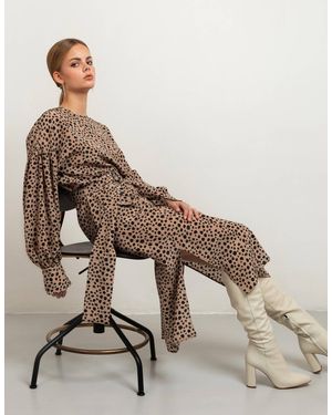 Studio Heijne AB Sunday Silk Midi Dress Dots - Natural