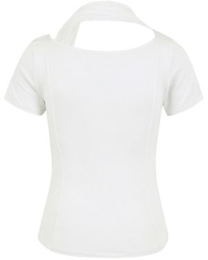 KIMZISU Cowl Neck Scarf T-shirt - White