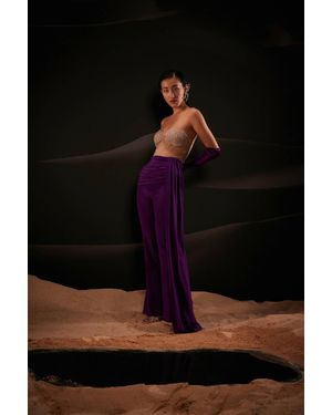 MANNATT GUPTA Embellished Corset Jumpsuit With Side Trail In Purple - Black