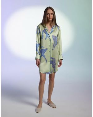 Piola Green Natural Silk Nightshirt | Pink Cheetah Print - Blue