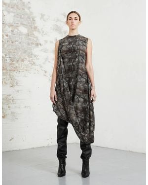 Riona Treacy Asymmetric Silk Clan Dress - White