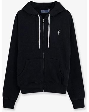 Polo Ralph Lauren Cotton Blend Sweatshirt With Embroidered Logo On The Front - Black