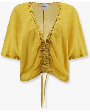 Nude Linen Blend Shirt - Yellow