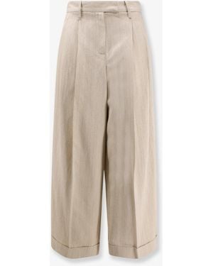 Alysi Sartorial Viscose And Linen Trousers - Natural