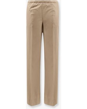 Moncler Cotton Pants With Logo Patch - Natural