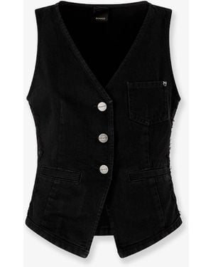 Pinko Gardener Cotton Vest With Laces Profiles - Black