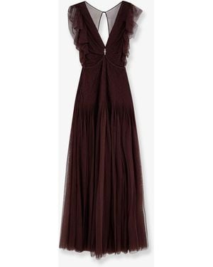 Elisabetta Franchi Evening Gown With Rhinestones - Purple