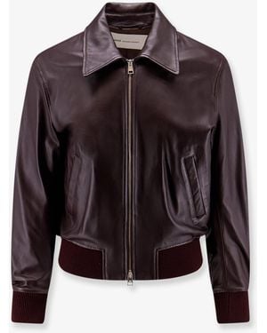 Ami Paris Bordeaux Leather Jacket - Brown