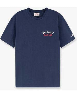 MC2 Saint Barth Portland Cotton T-Shirt With Front Embroidery - Blue