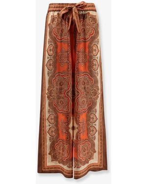 Zimmermann Mahon Silk Pants With Paisley Print - Brown