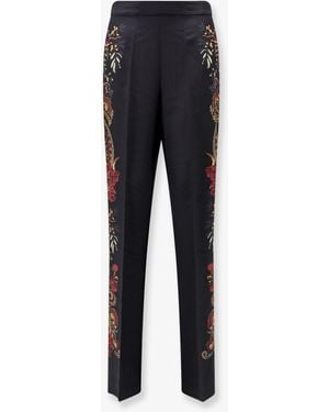 Etro Silk Pants With Paisley Pattern - Blue
