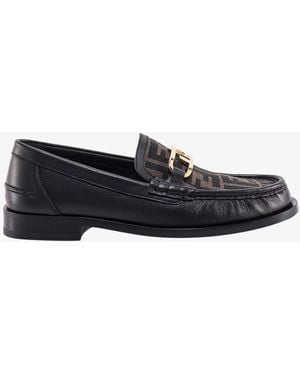 Fendi O' Lock Leather Loafer With Ff Insert - White