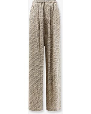 Balenciaga Monogram Silk Pants - Natural